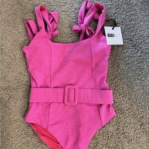 Beach Riot Pink Belted One-Piece Swimsuit